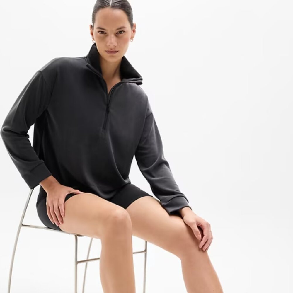 NWOT Athleta Gray Seasoft Quarter Zip